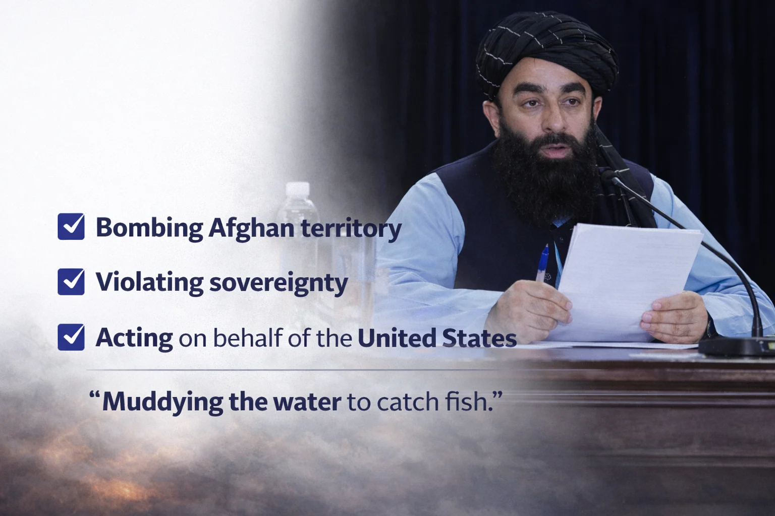 Afghanistan’s Taliban Accusation Against Pakistan Taliban spokesperson Zabihullah Mujahid addressing media with accusations against Pakistan after the Islamabad mosque blast escalation