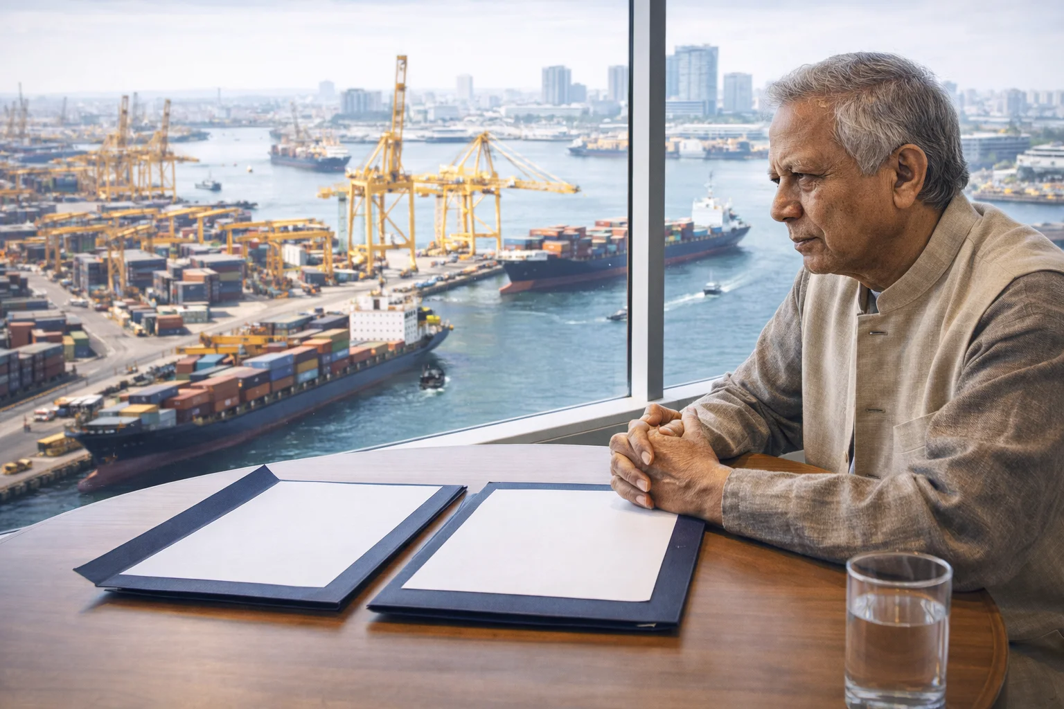 Bangladesh PM Mohammed Yunus lacking economic leverage while strategic port infrastructure dominates negotiations with the US