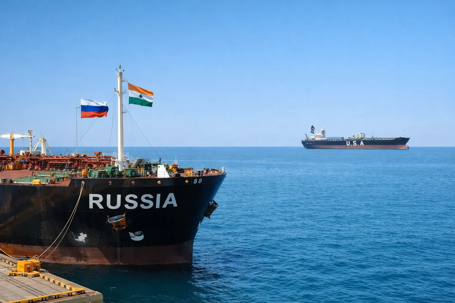 Comparison of Russian and US oil tankers highlighting limits to replacing India Russia oil trade