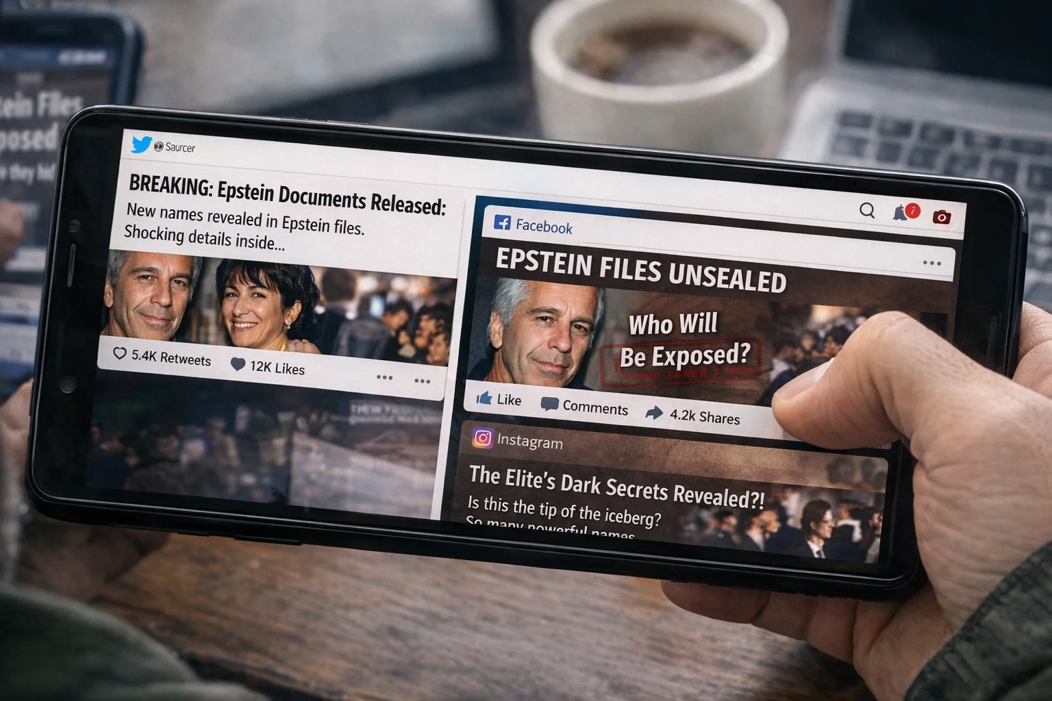 Epstein Files headlines spread online as Iran protest narratives target Trump.
