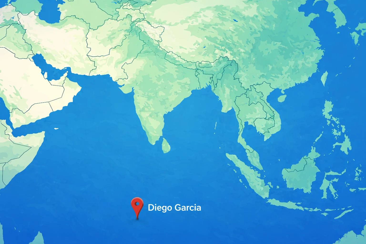 Geography of Diego Garcia World map showing where Diego Garcia is located in the Indian Ocean near Mauritius