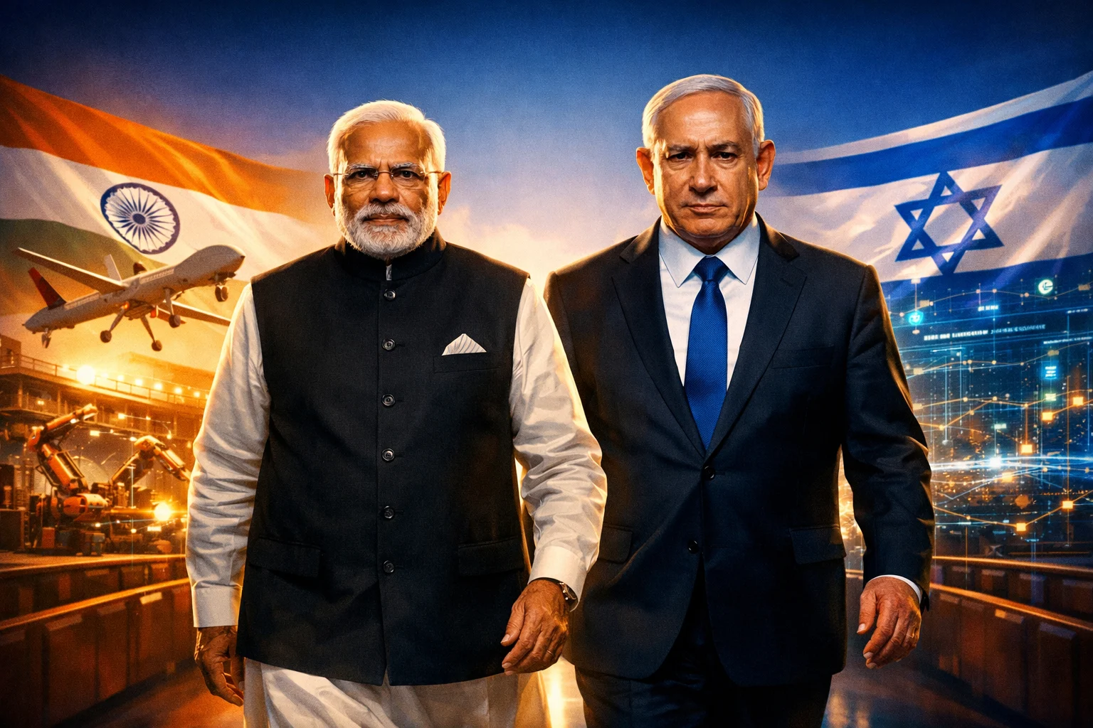 Narendra Modi and Benjamin Netanyahu at Knesset highlighting Israel India strategic partnership in 2026