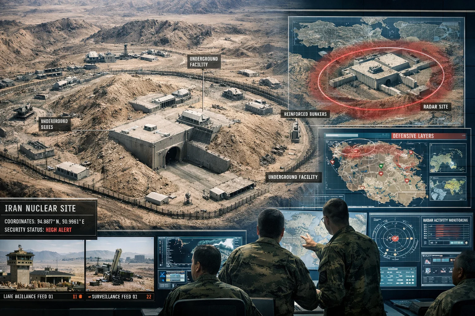 Fortified Iranian nuclear facility amid growing US–Iran military tensions.