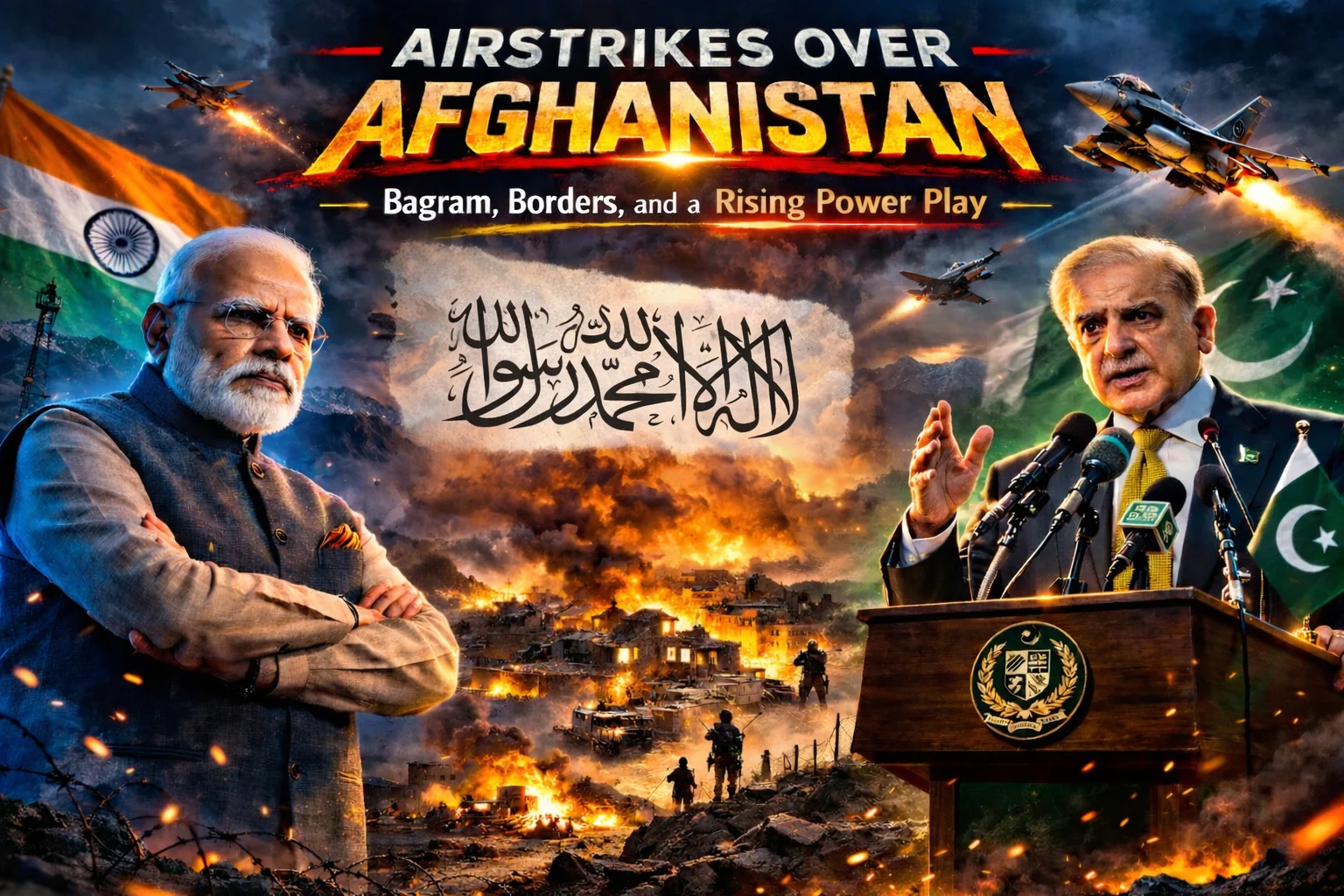 Pakistan airstrikes Afghanistan with Shehbaz Sharif and Narendra Modi amid Bagram Airbase border tensions