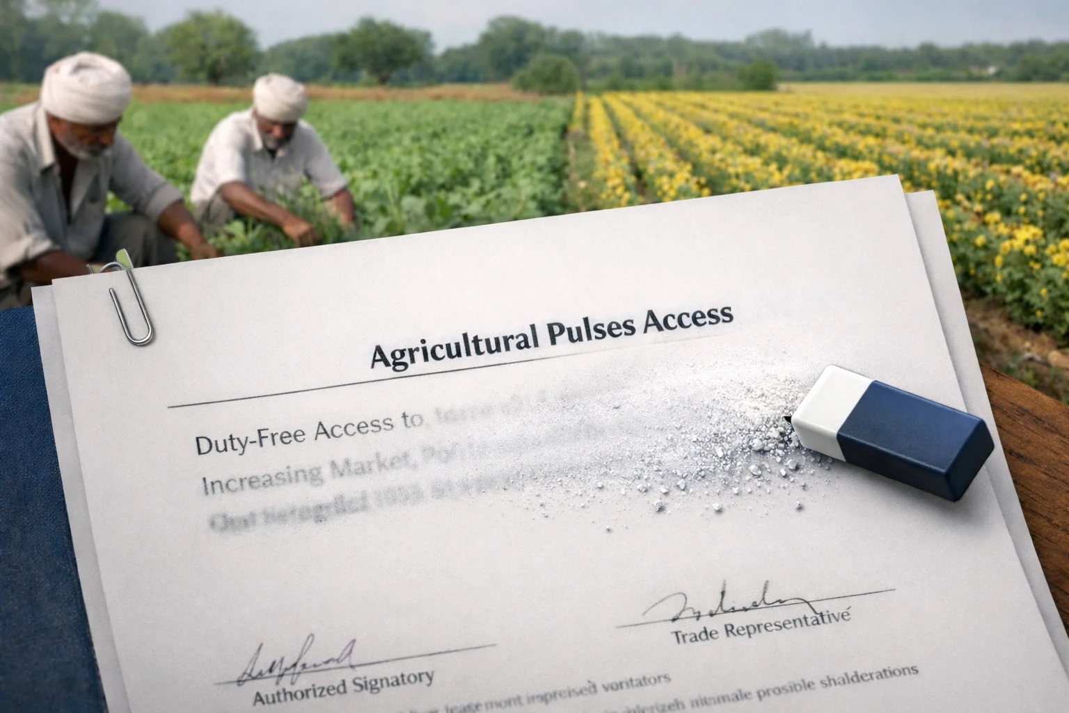 US India trade deal controversy trade document with agricultural pulses access section removed from agreement