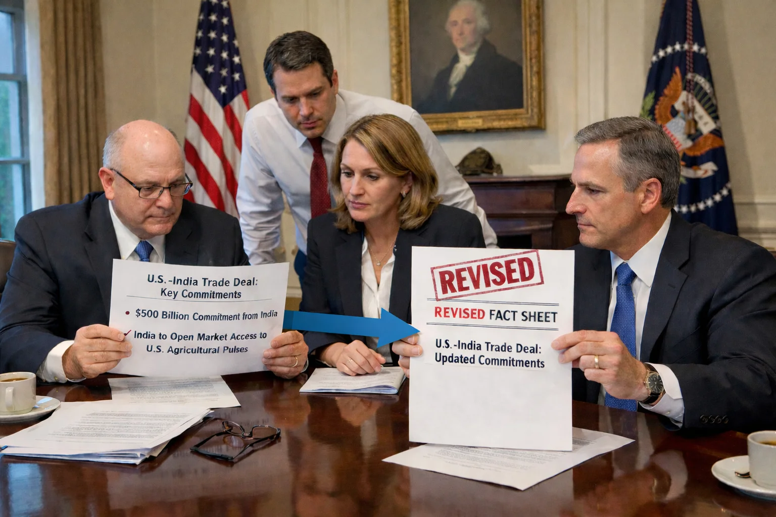 US India trade deal controversy fact sheet claiming $500 billion commitment and agricultural pulses access before revision