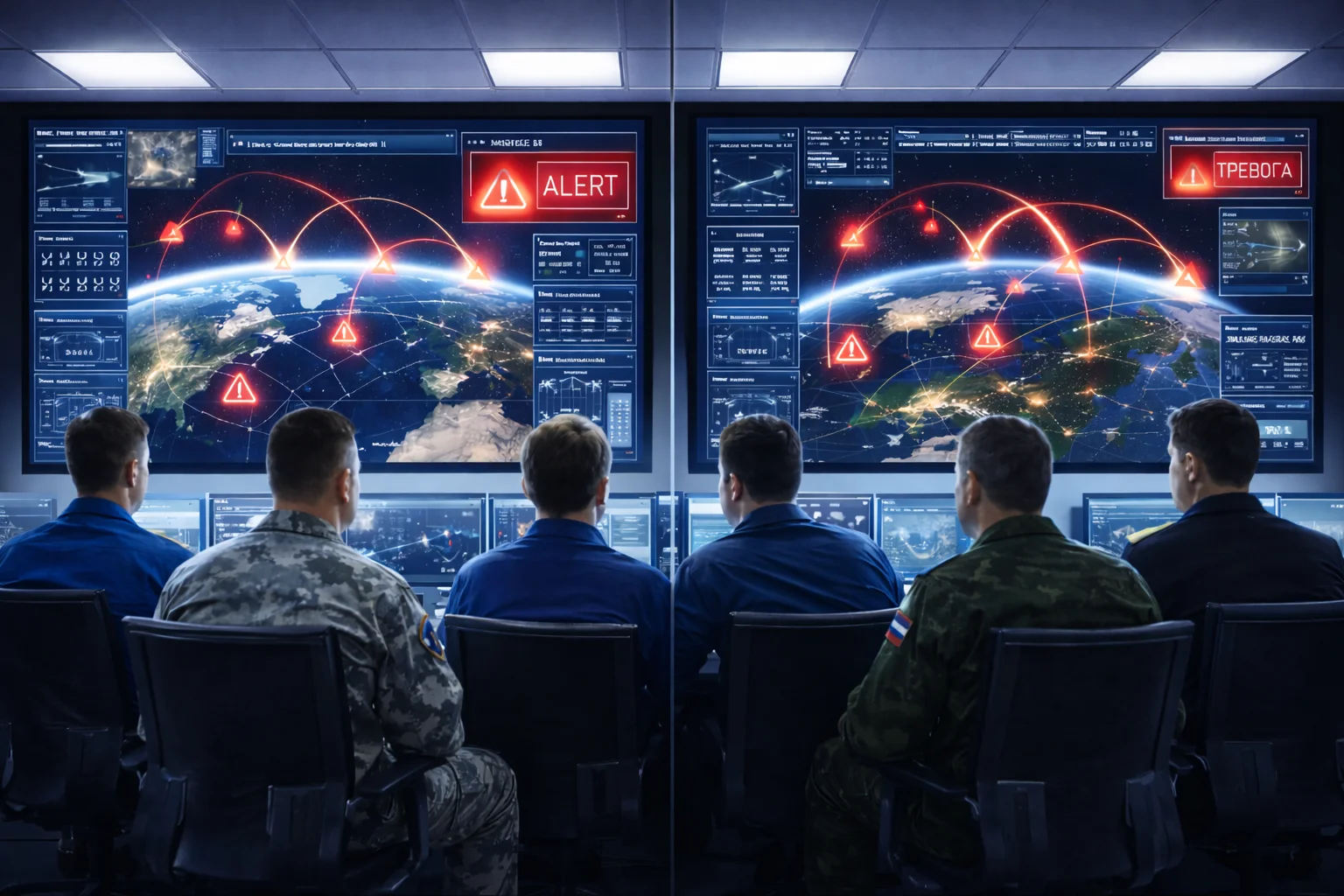 Why Nuclear War Risk Rises Without Intent Missile warning system reflection showing fear of miscalculation after New START treaty expiry 2026