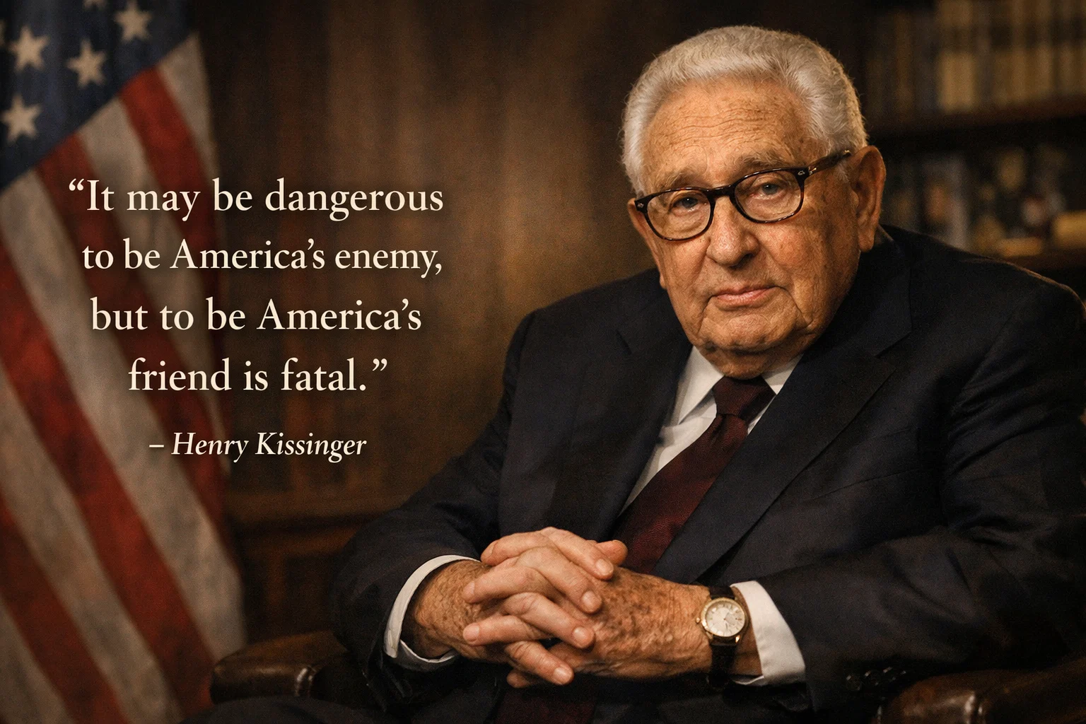 henry-kissinger-us-alliance-quote-india-rival-debate Henry Kissinger portrait with quote used in debate about US won’t let India become a rival and global power rivalry