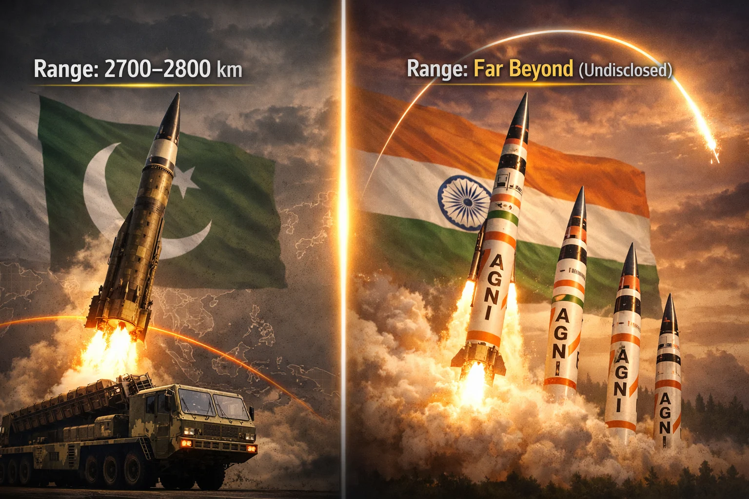 india-vs-pakistan-missile-range-comparison-agni-vs-pakistan India vs Pakistan missile range comparison showing Agni missile capability and Pakistan ballistic missile range differences