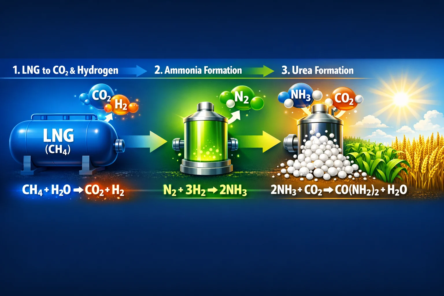 lng-to-urea-process-fertilizer-india-crisis LNG to urea fertilizer production process showing how gas supply impacts food security and agriculture