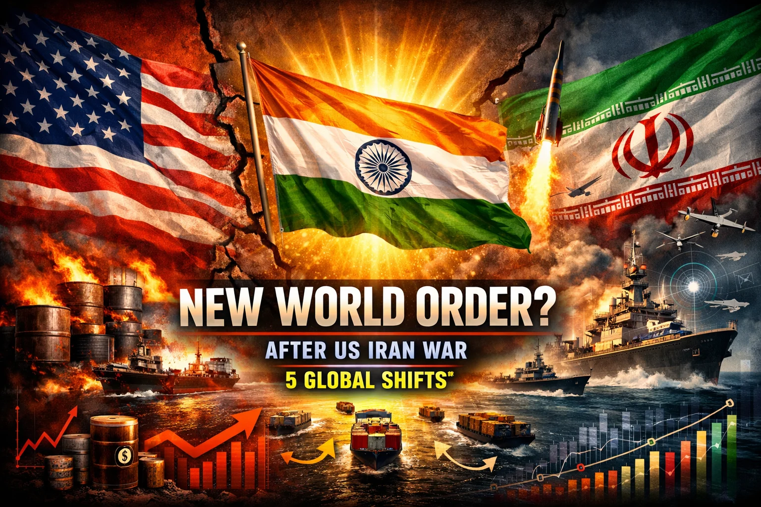 world order post US Iran war showing global power shift with US Iran conflict energy crisis and rising importance of Indian Ocean trade routes
