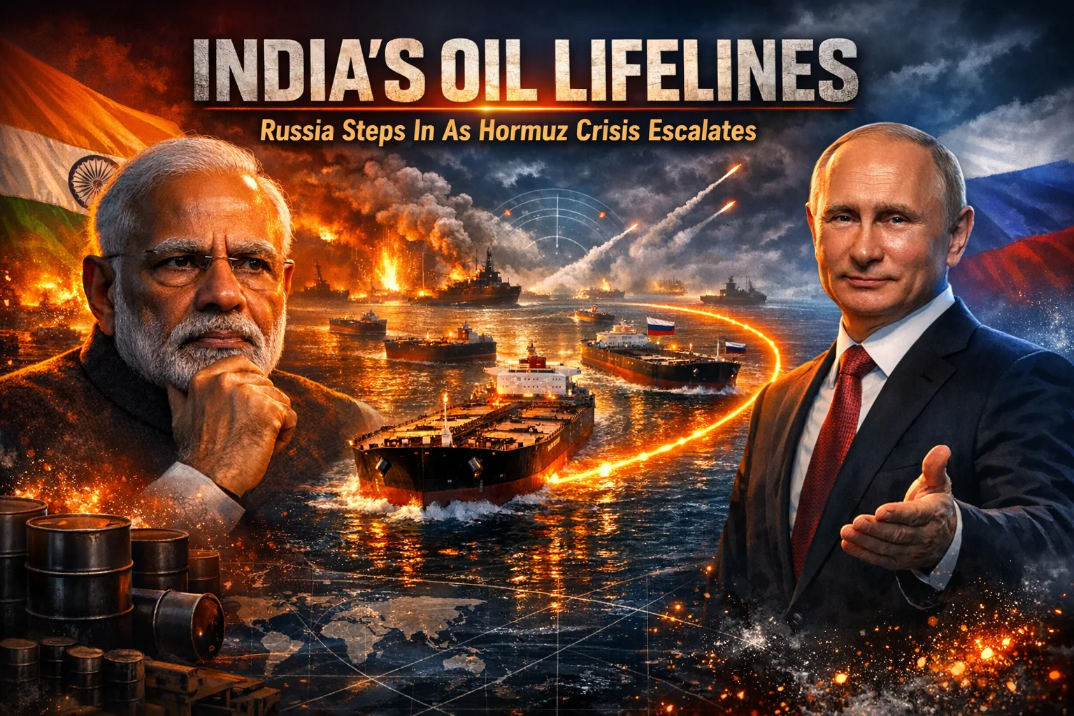 Russia oil supply to India as Strait of Hormuz crisis disrupts global tanker routes during US Iran war