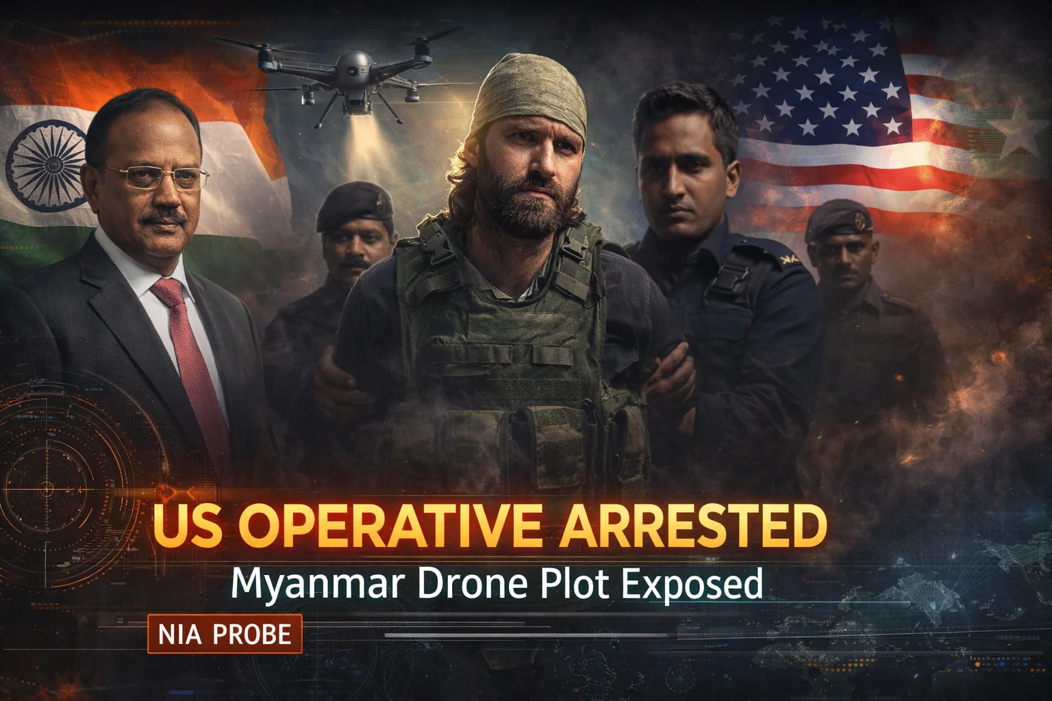 US operative arrested in India near Myanmar border during NIA investigation into drone plot and foreign covert operations