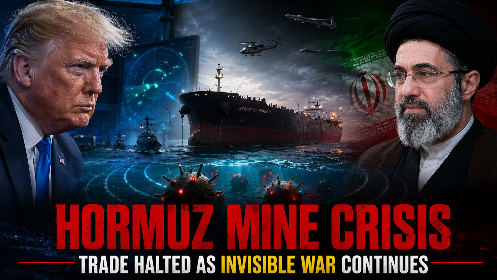 Strait of Hormuz sea mines crisis as oil tanker faces hidden underwater threats while global trade slows due to Iran mine deployment uncertainty