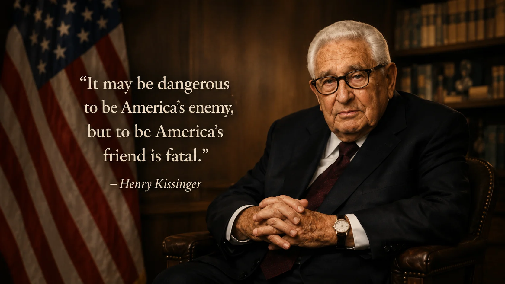 Kissinger-Fatal-Friend-Quote-why-did-trump-threaten-oman Henry Kissinger's famous quote on fatal US alliances, illustrating the diplomatic backdrop of why did Trump threaten Oman.