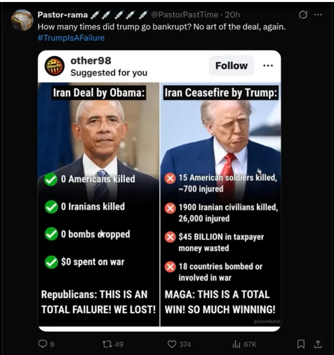 us-iran-peace-deal-300-billion-obama-trump-comparison A viral X post comparing the Obama nuclear agreement metrics with the modern US Iran peace deal 300 billion ceasefire costs under Donald Trump.